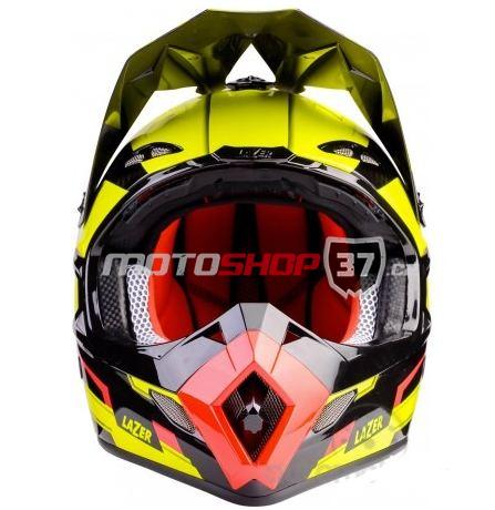 Přilba LAZER MX8 Geotech Pure Carbon - Fluo žlutá